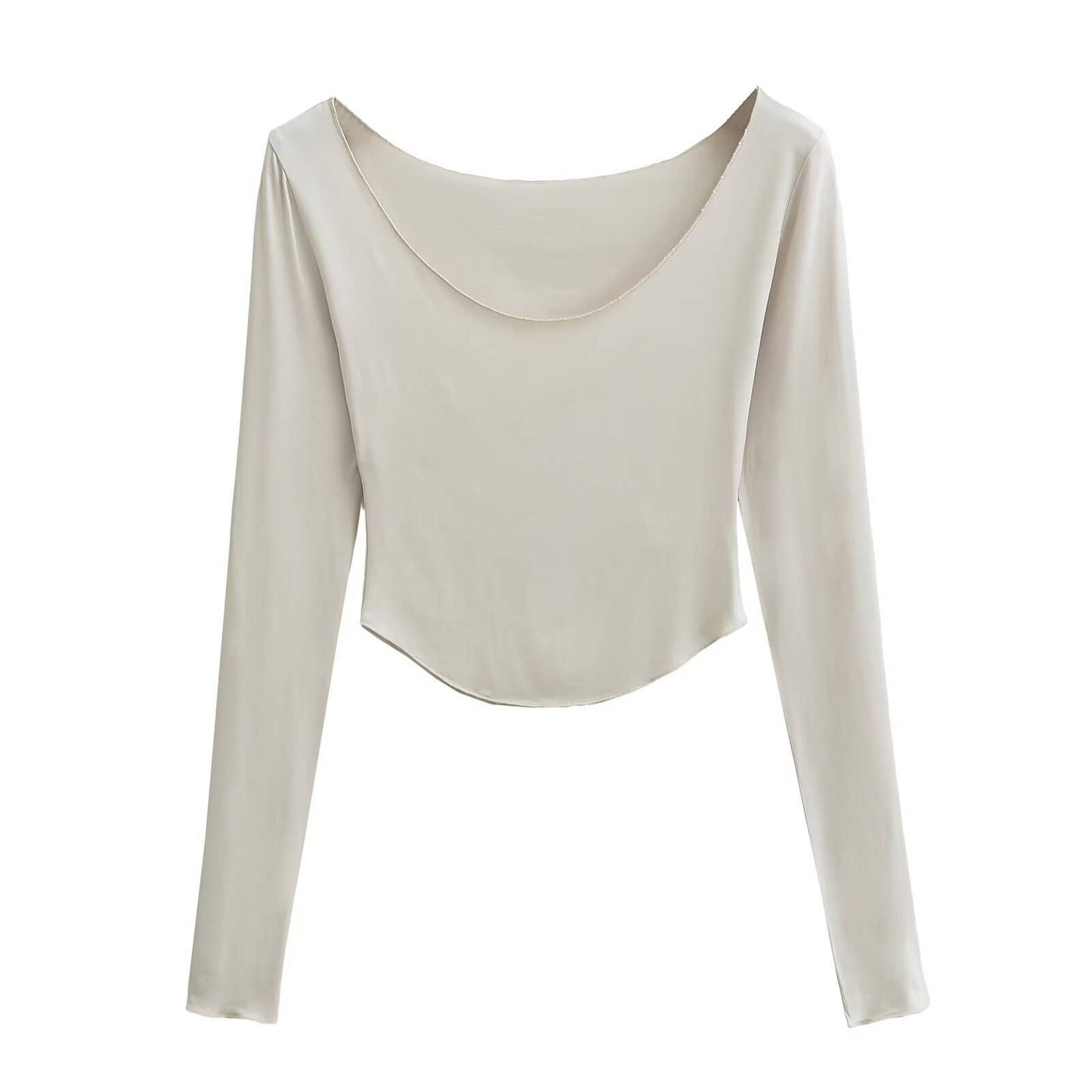 Sexy low-cut,light,short long-sleeved base layer