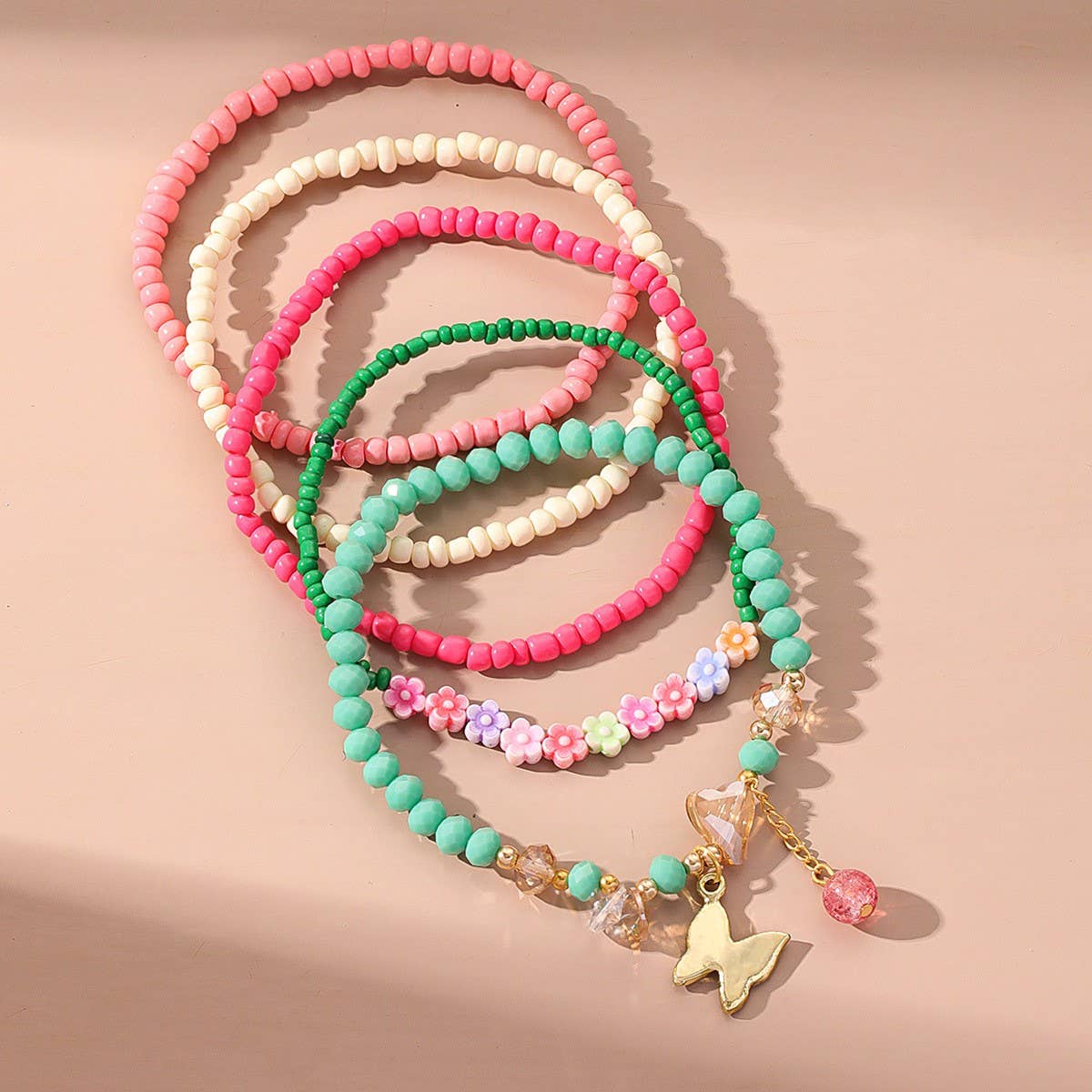 Boho Butterfly & Flower Anklet Set ??Handmade_CWMM6359