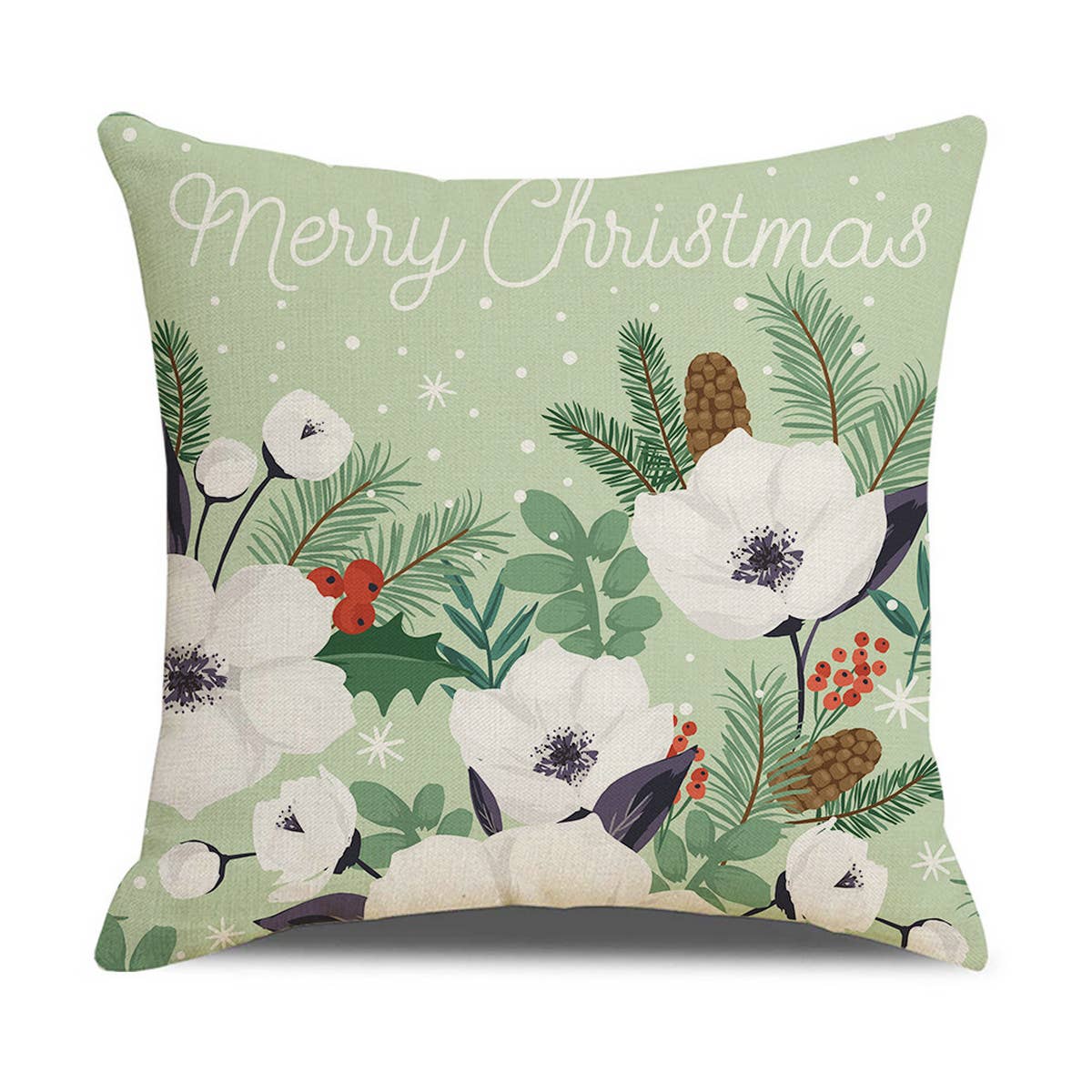 NEW GREEN SMALL FRESH PLANT FLOWER PILLOWCASE