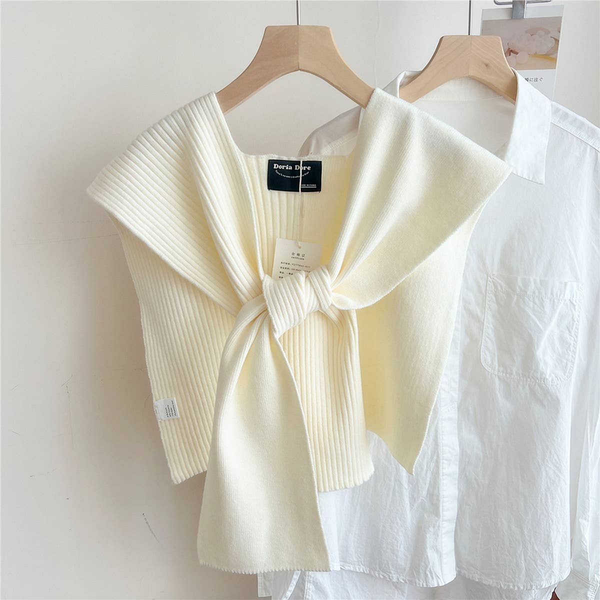 CWASC2383_KNITTED SHAWL KNOTTED SHIRT WOMEN'S SCARF