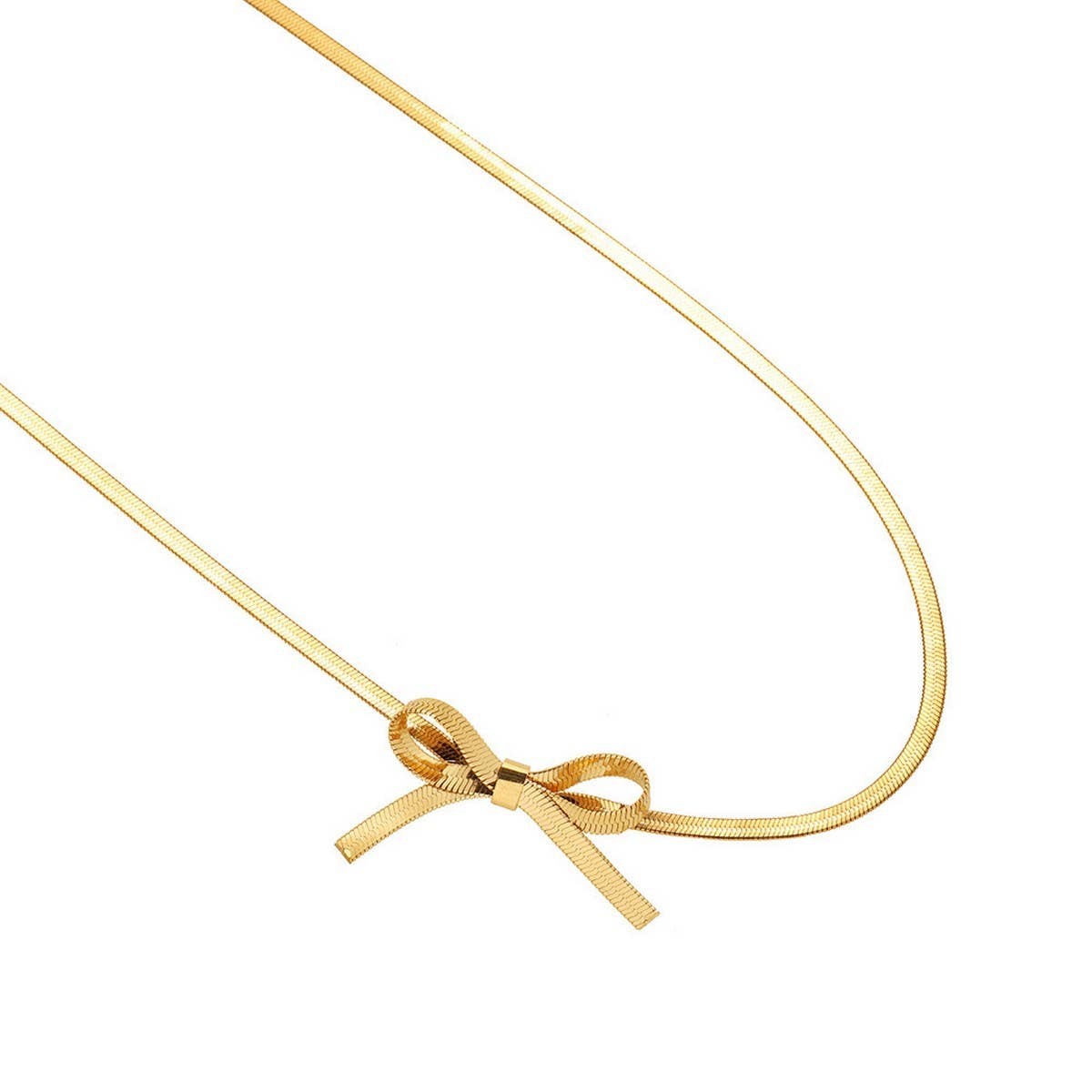 Stainless Steel Bow Clavicle Necklace_CWMM5547