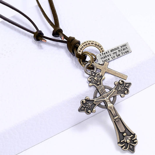 RETRO  ADJUSTABLE CROSS PENDANT NECKLACES_CWAJE0498