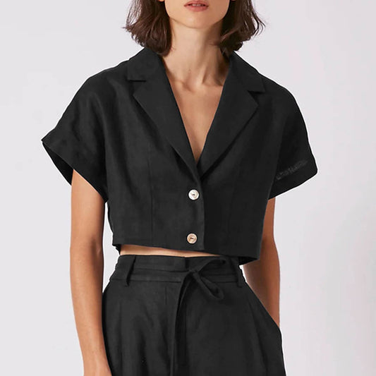 Linen short sleeve top cardigan