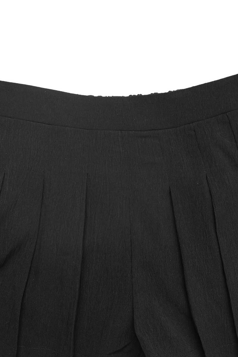 CWBSP0510_SOLID COLOR CASUAL PLEATED SHORTS