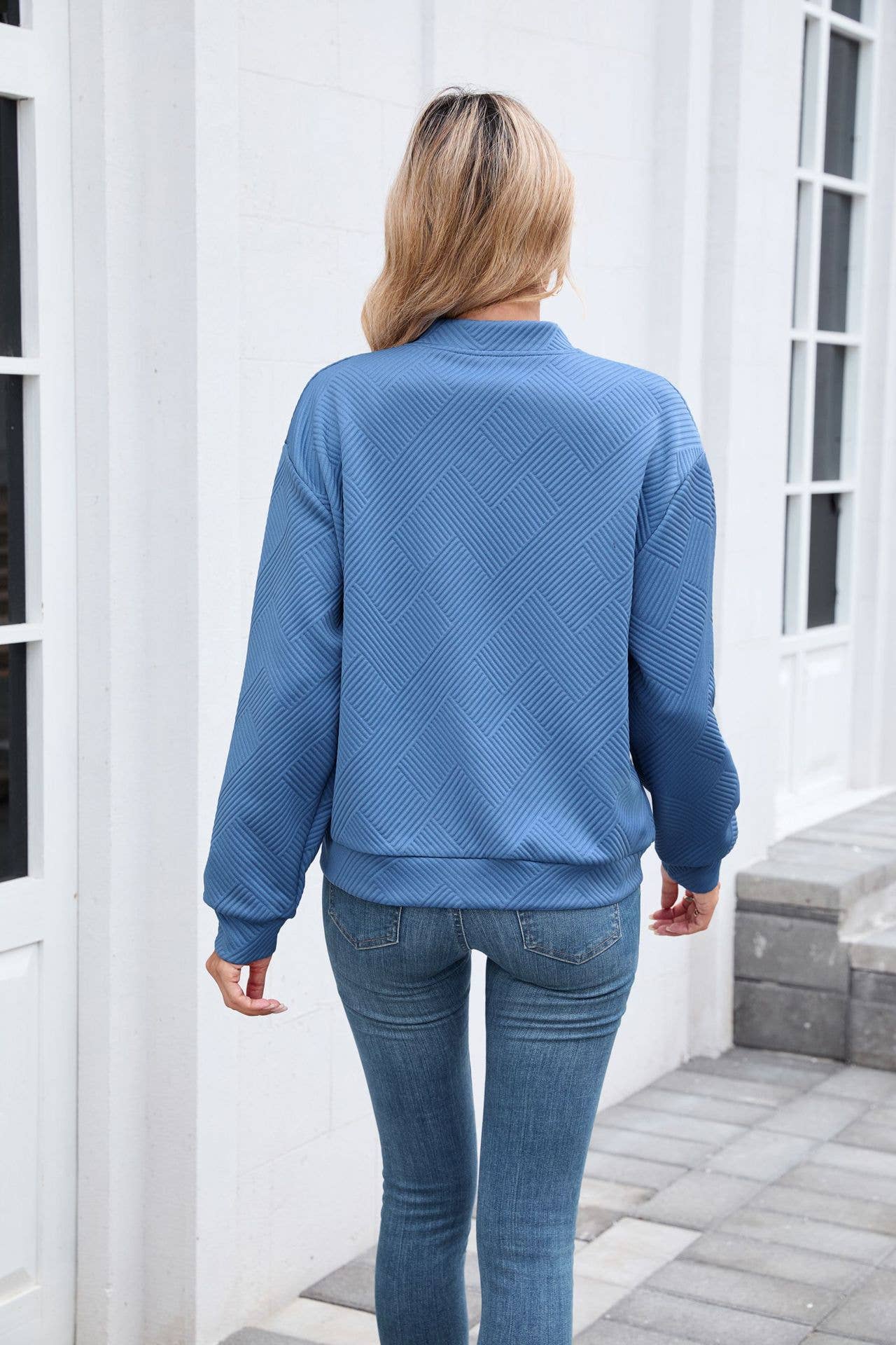 Solid-color round-neck zipper loose jacket