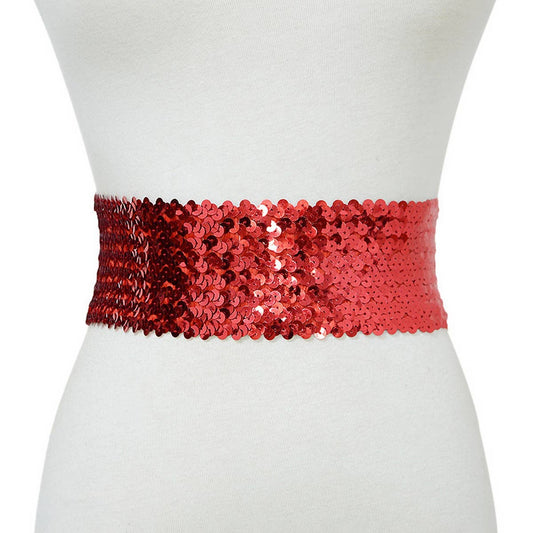 WOMEN'S STRETCH FISH SCALE SEQUIN GIRDLE_CWABE0492