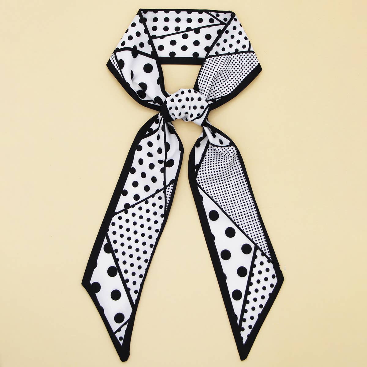 Silky Bowknot Scarf with Floral Letter Design