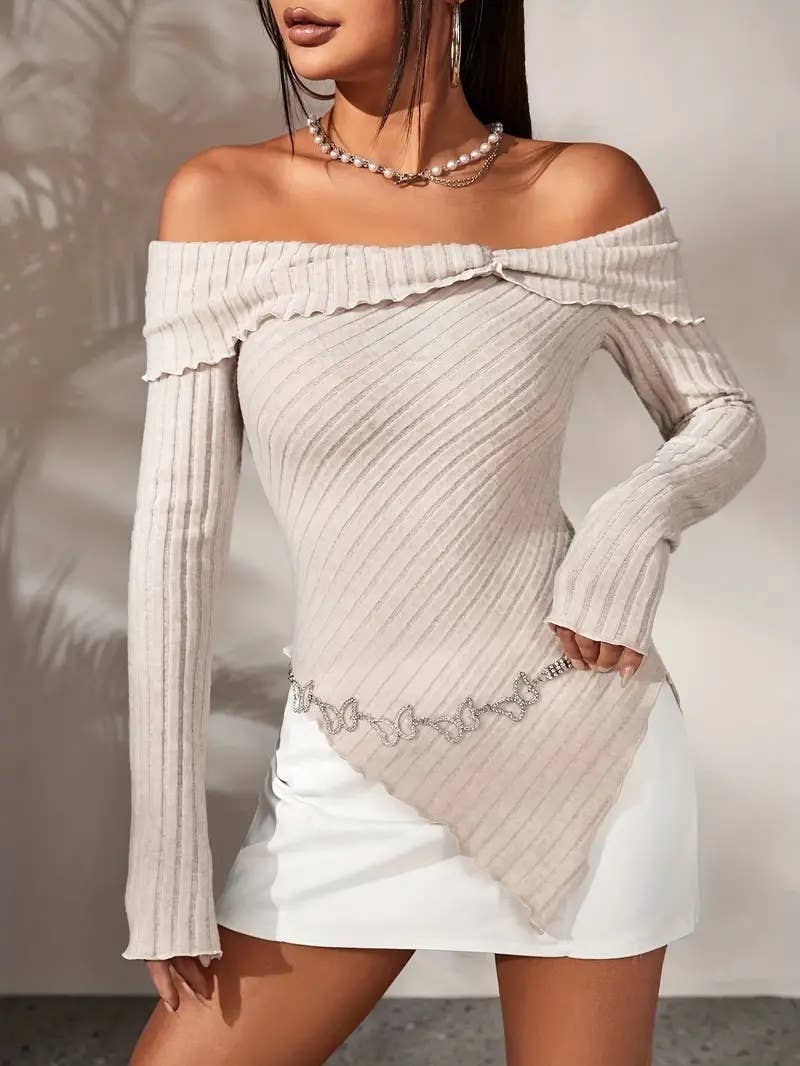 SOLID COLOR COLLAR WITH IRREGULAR HEM TOP