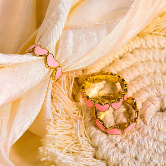 Pink oil drop heart fresh and sweet ring_CWMM5526