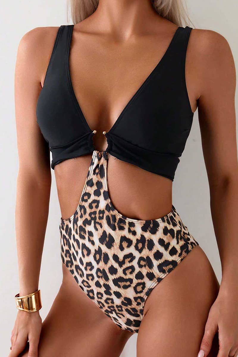 CWMW0829_ONE-PIECE LEOPARD PRINT SEXY HIGH-END SWIMSUIT