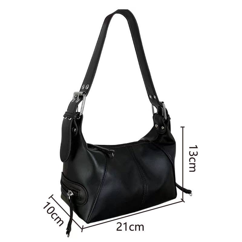 Leather zipper single-shoulder crossbody bag
