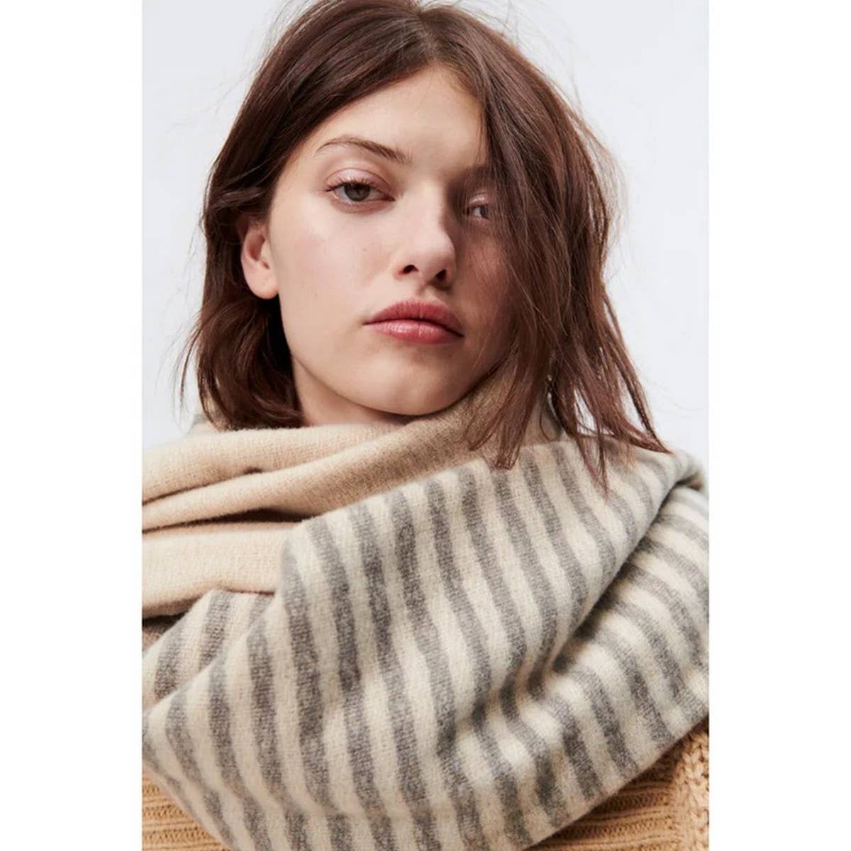 Striped Layered Scarf Wrap ??Soft Oversized Shawl_CWASC2335
