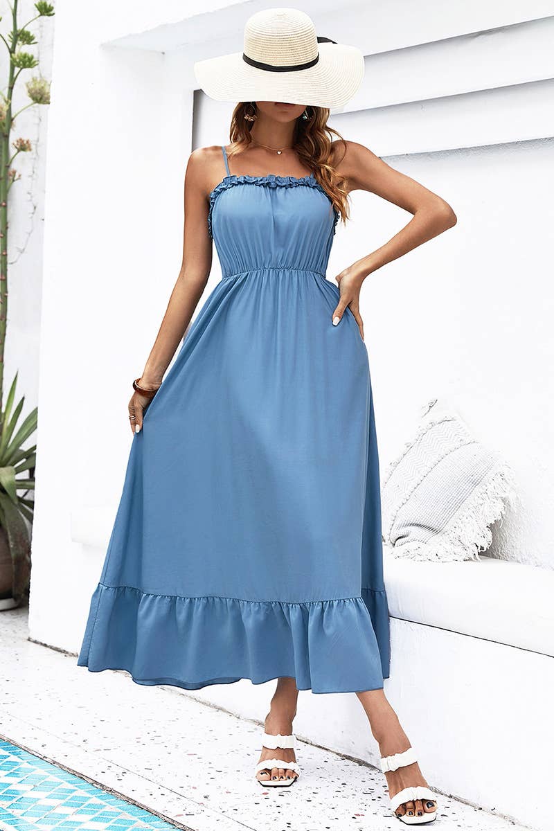 SUPERIOR SLIM-FIT HALTER LONG DRESS