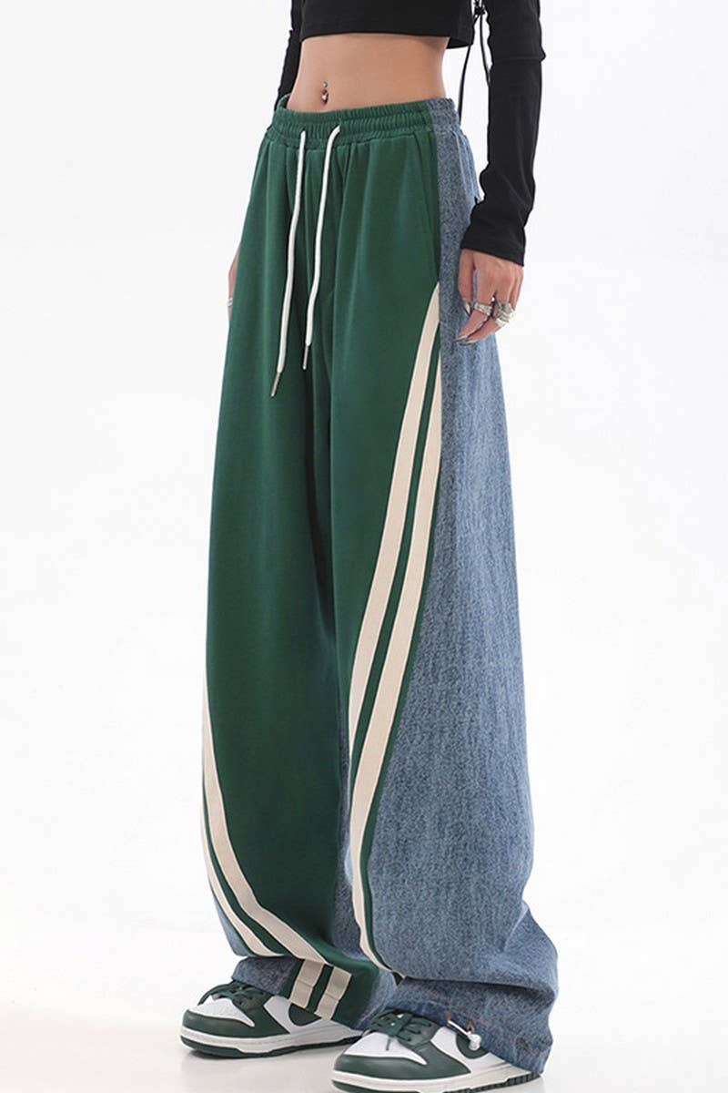 CWBLP1840_SPORTS CASUAL STITCHING LOOSE WIDE-LEG PANTS