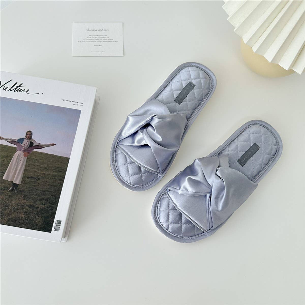 CROSS BOWKNOT FABRIC SLIPPERS INDOOR SLIPPERS