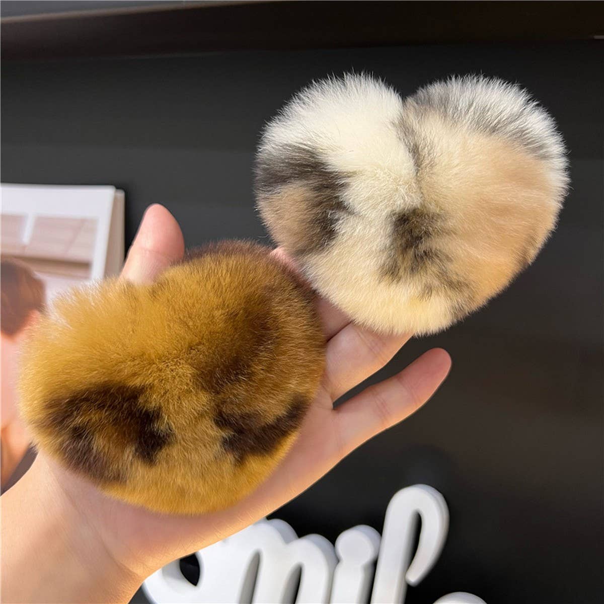 Cute Rex Rabbit Heart Hair Clip - Fluffy BB Pin