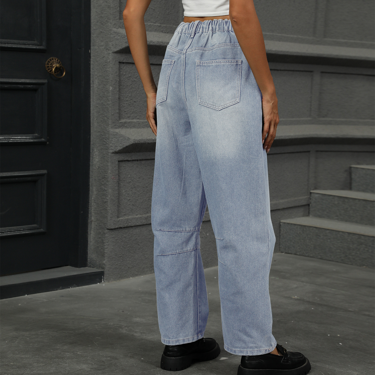 Loose Fit Harem Jeans ? Washed Nine-Ton Pants