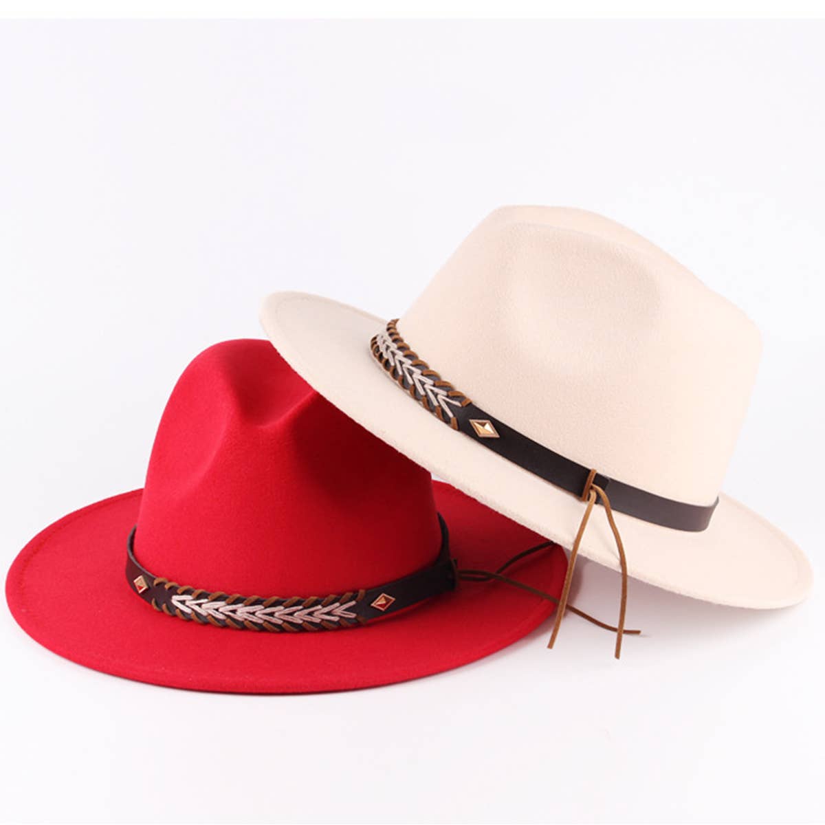 SIMPLE BELT BUCKLE FELT HAT JAZZ HAT_CWAH0751