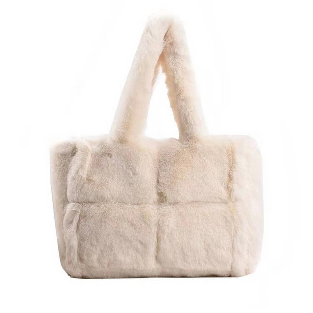Faux Rabbit Fur Tote Bag Women Large Handbag_CUAB00603