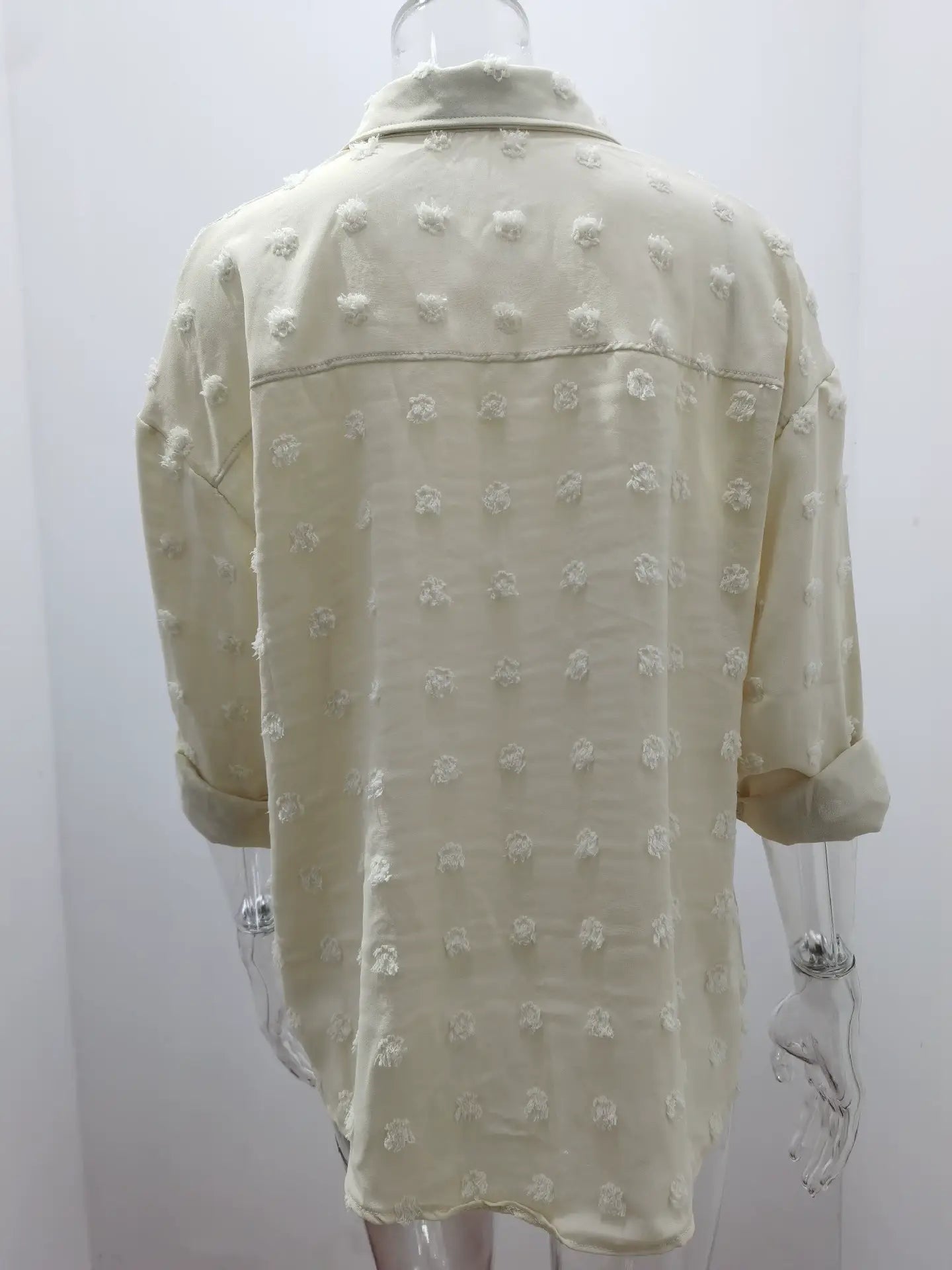 SOLID COLOR CHIFFON JACQUARD BREASTED SHIRT