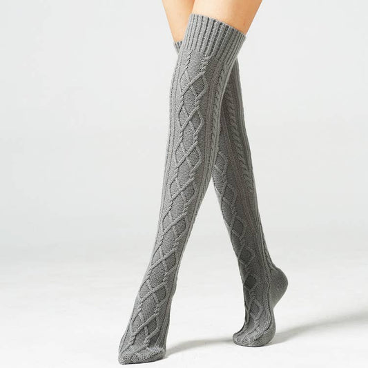 CABLE KNIT WINTER WARM KNEE HIGH SOCKS_CWMS015