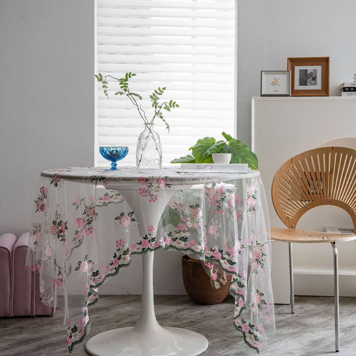 HOME FLOWER EMBROIDERED LACE TABLECLOTH
