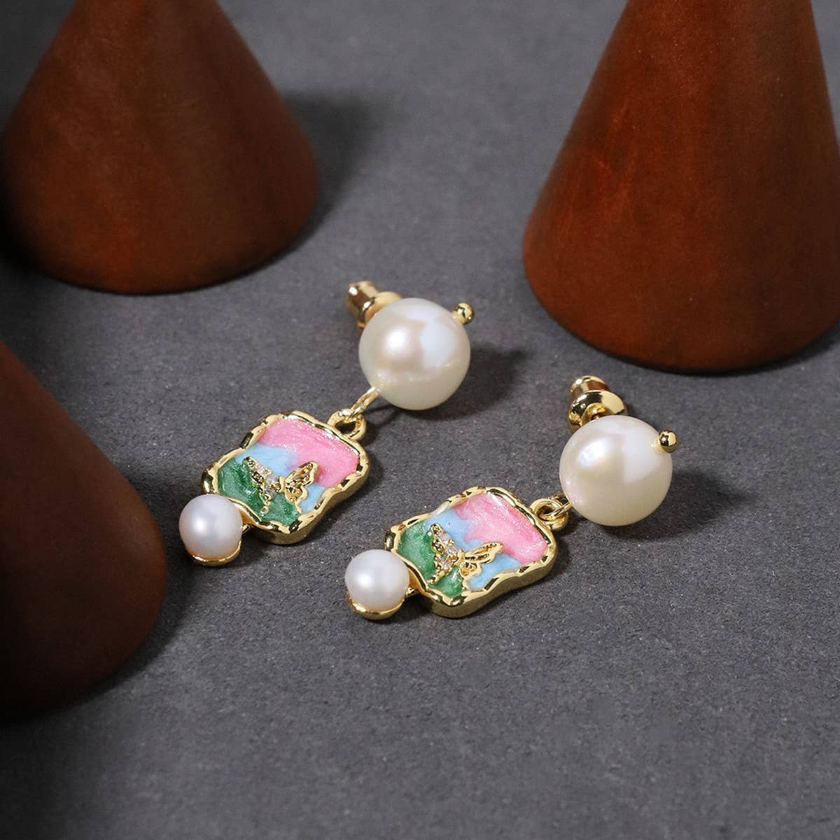 NEW NATURAL PEARL VINTAGE EARRINGS FOR WOMEN