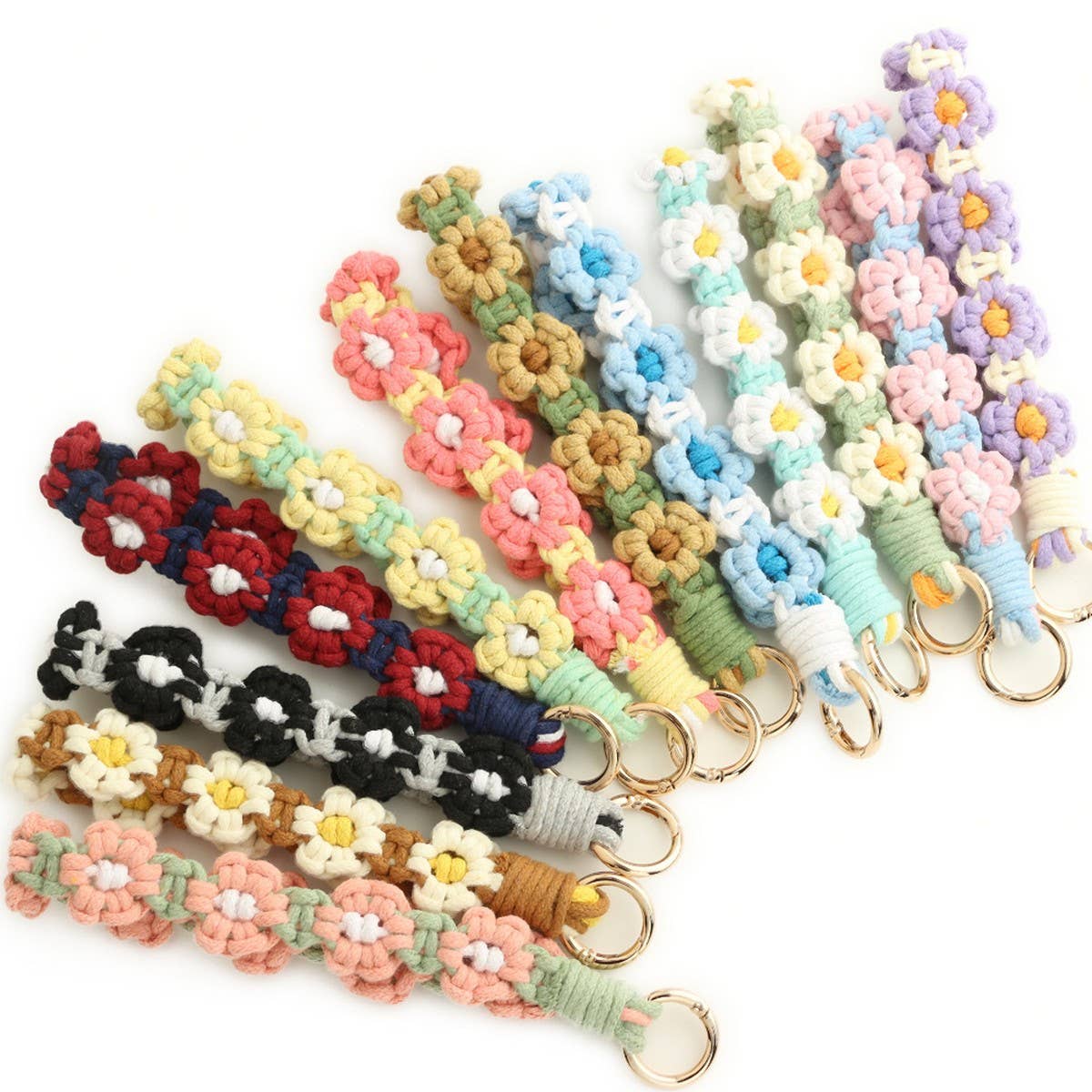Daisy Wrist Strap Nordic Woven Keychain Pendant_CWAB5023