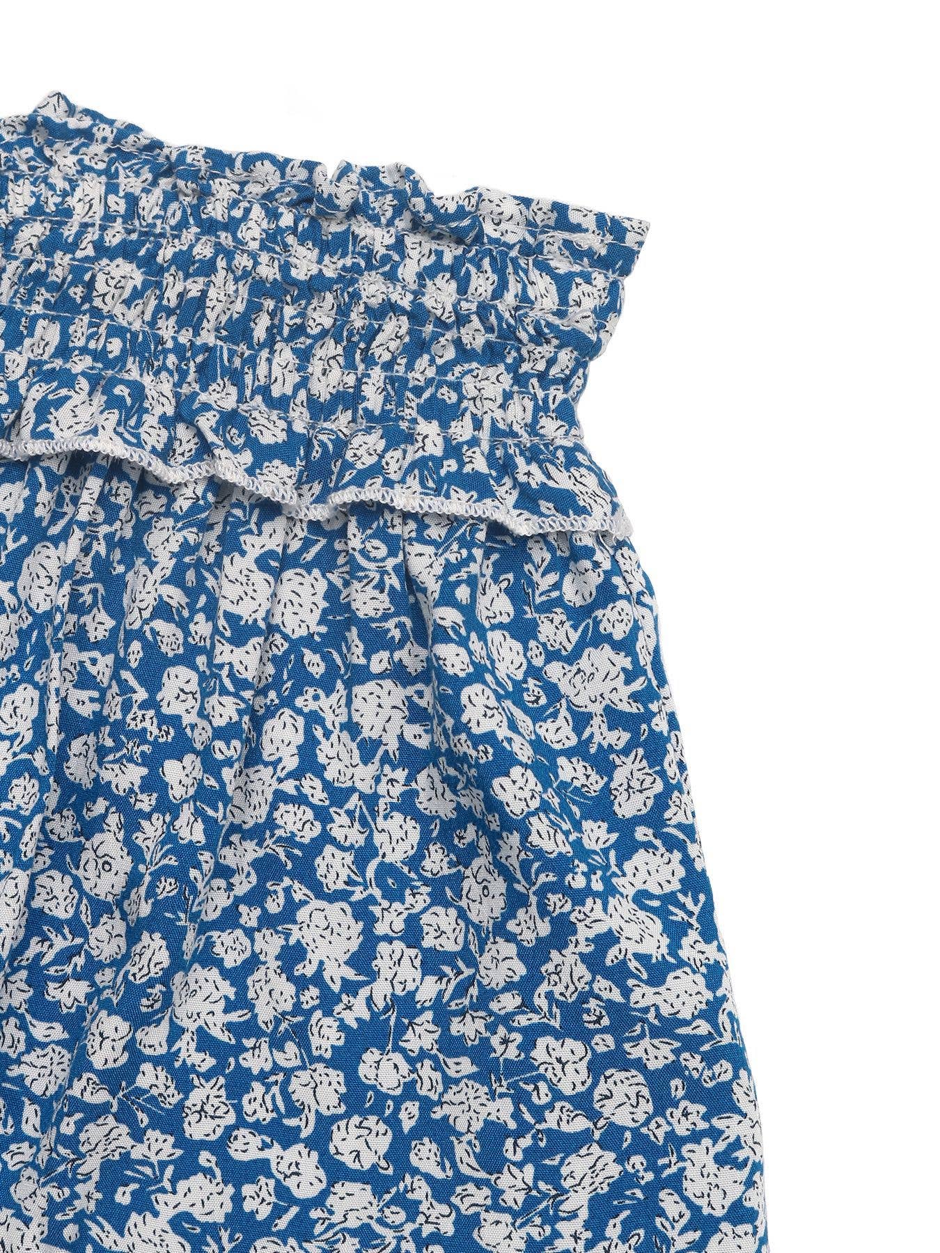 Floral Tiered Mini Skirt with Tassel Tie