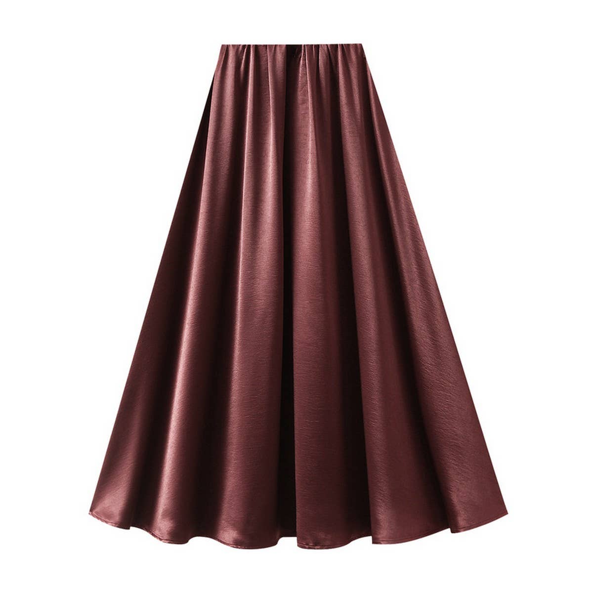 SATIN DRAPE MAXI SKIRT A-LINE SKIRT