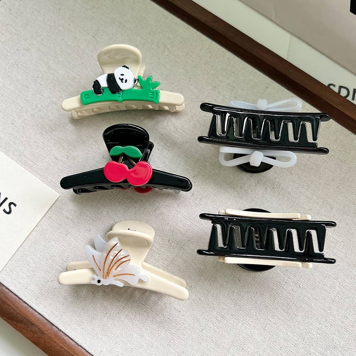 Cute Bow Cherry Acetate Hair Claw Clip for Girls