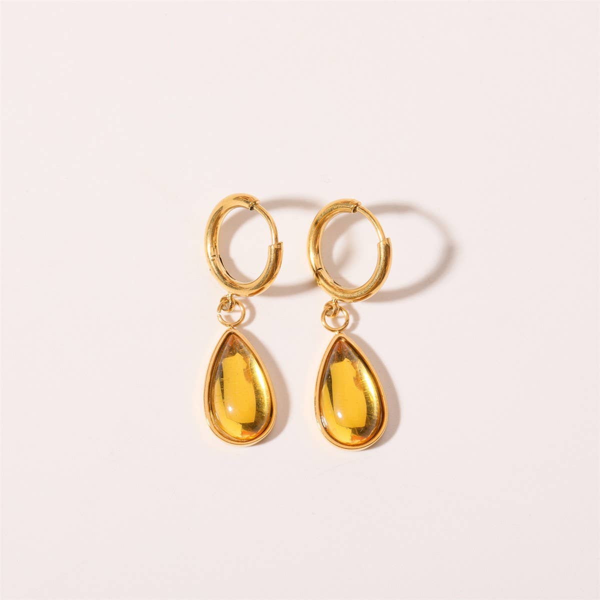Teardrop Birthstone Earrings Gold Stainless