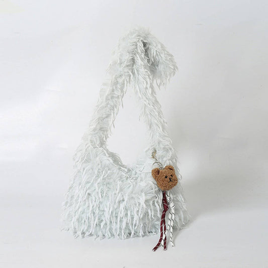 Plush Fur Tote Bag Women Large Fluffy Handbag_CUAB00573