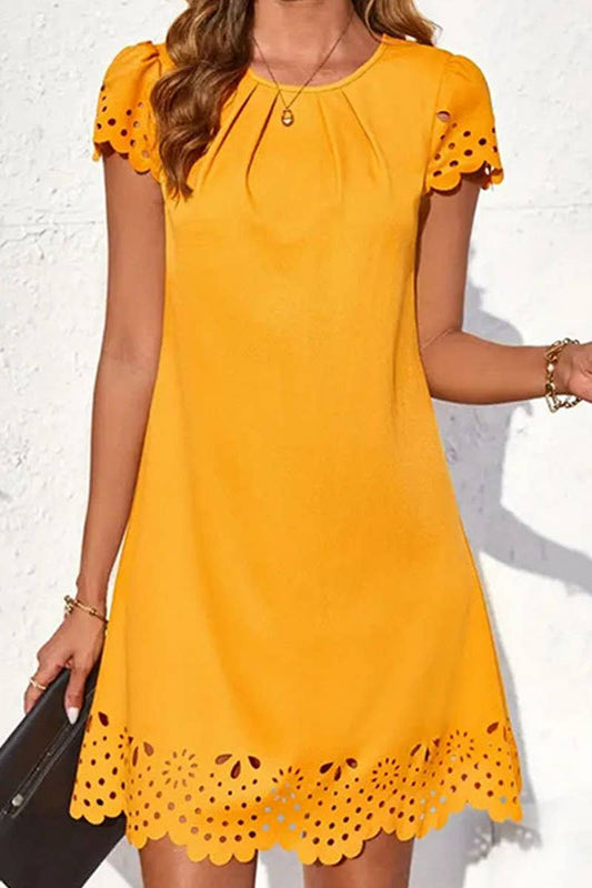 CWDSD7593_SPRING AND SUMMER SOLID COLOR A-LINE DRESS