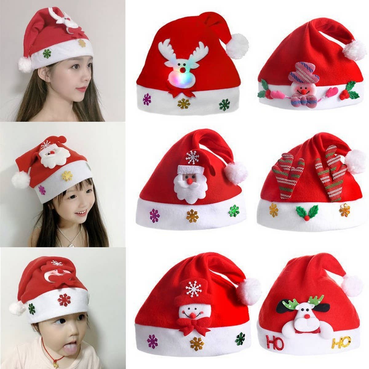 CHILDREN ADULT CHRISTMAS GIFT BRUSHED SANTA HAT_CWAH2317