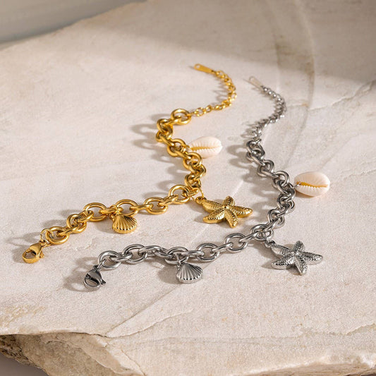 Minimalist 18K Gold Starfish Shell Conch Bracelet