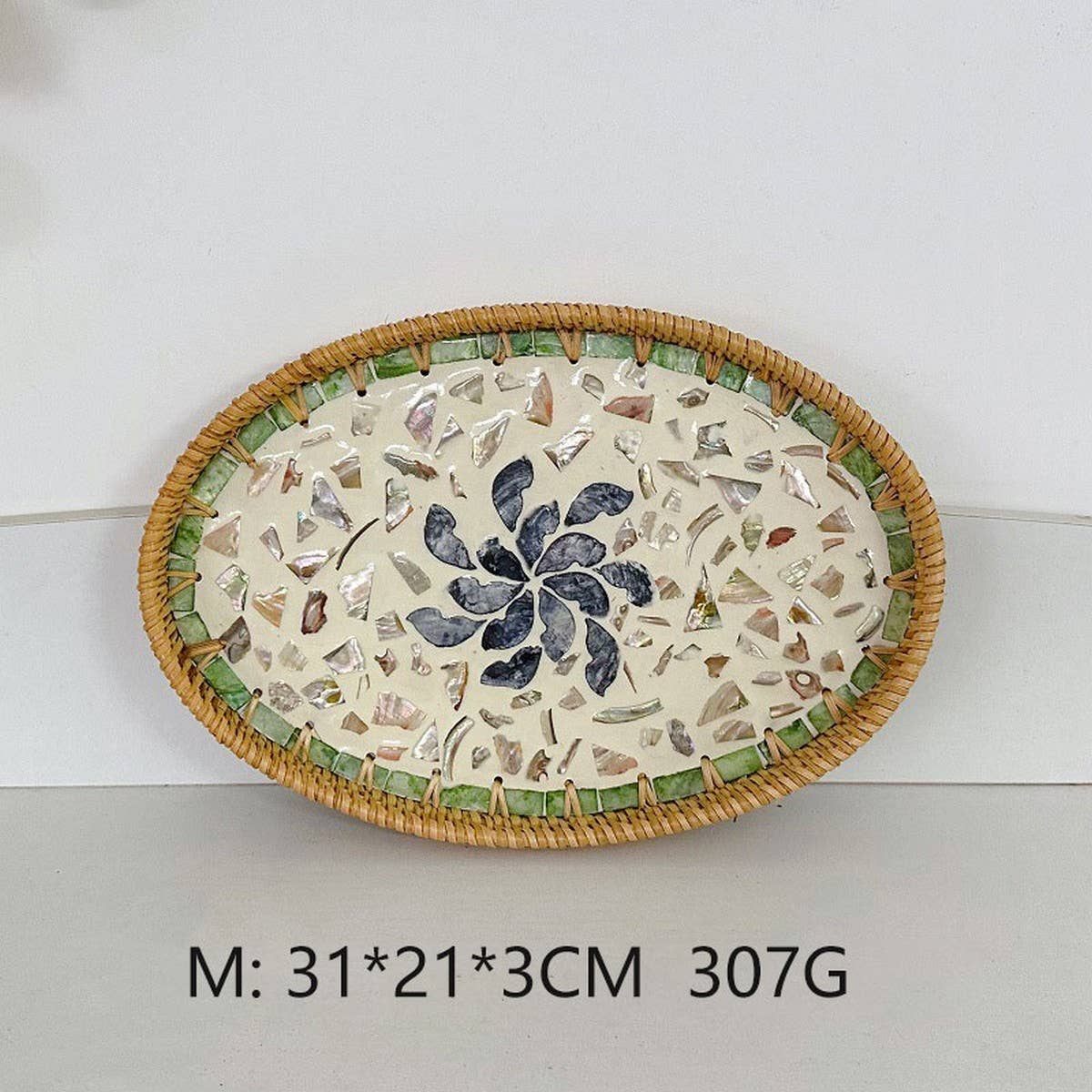 RATTAN OVAL FRUIT TEA SHELL TRAY STORAGE BASKET_CWMM4501