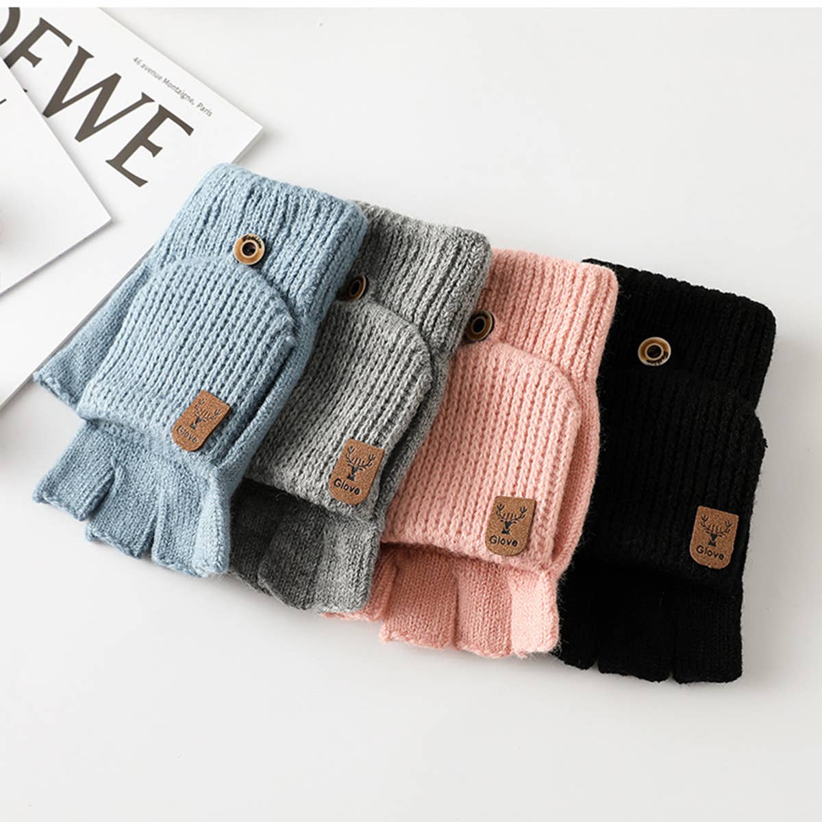 WINTER WARM HALF FINGER FLIP TOUCH SCREEN GLOVES