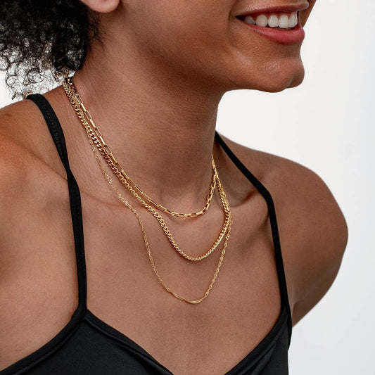 TITANIUM STEEL NECKLACE RING THREE-LAYER NECKLACE