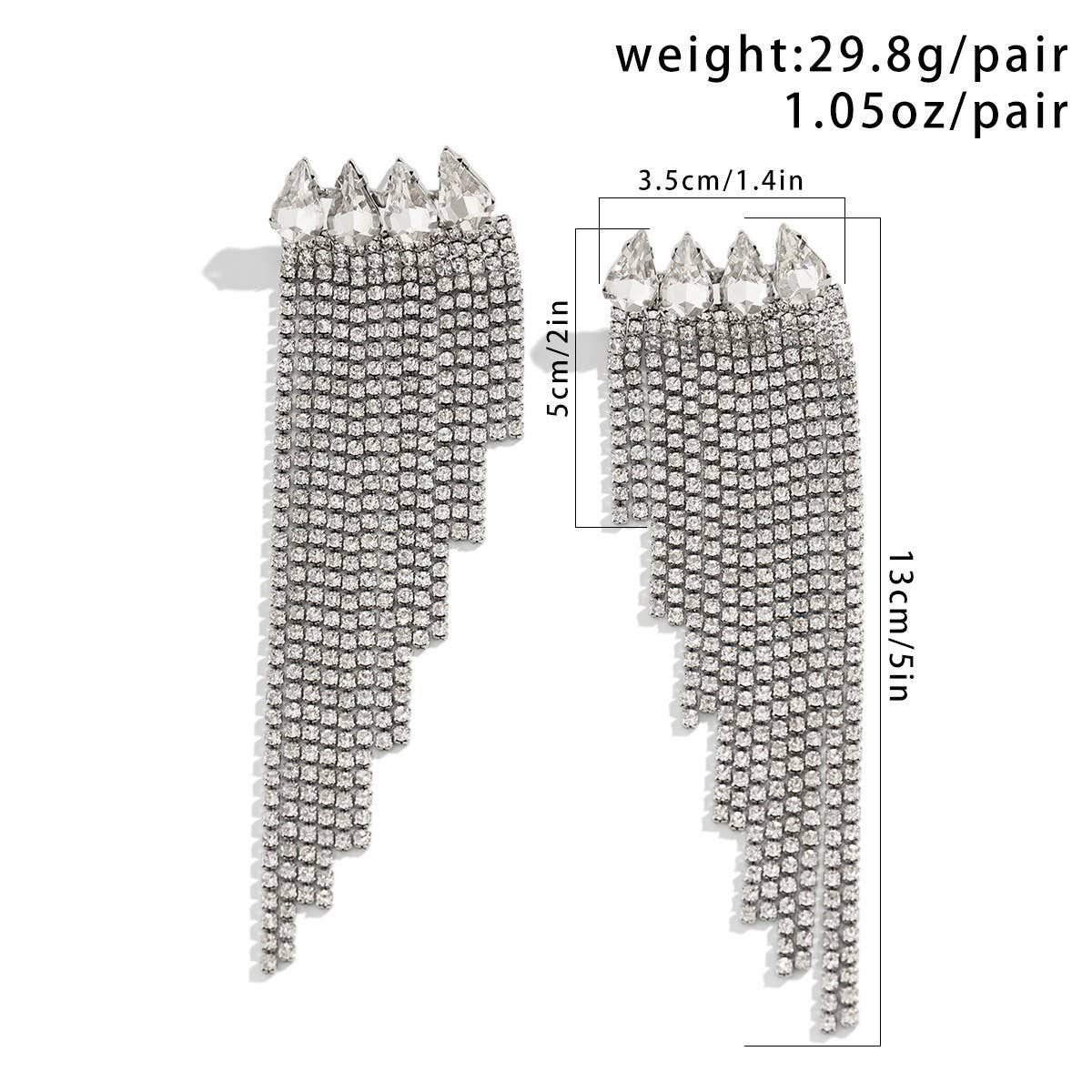 FRENCH STYLE TASSEL RHINESTONE EARRINGS