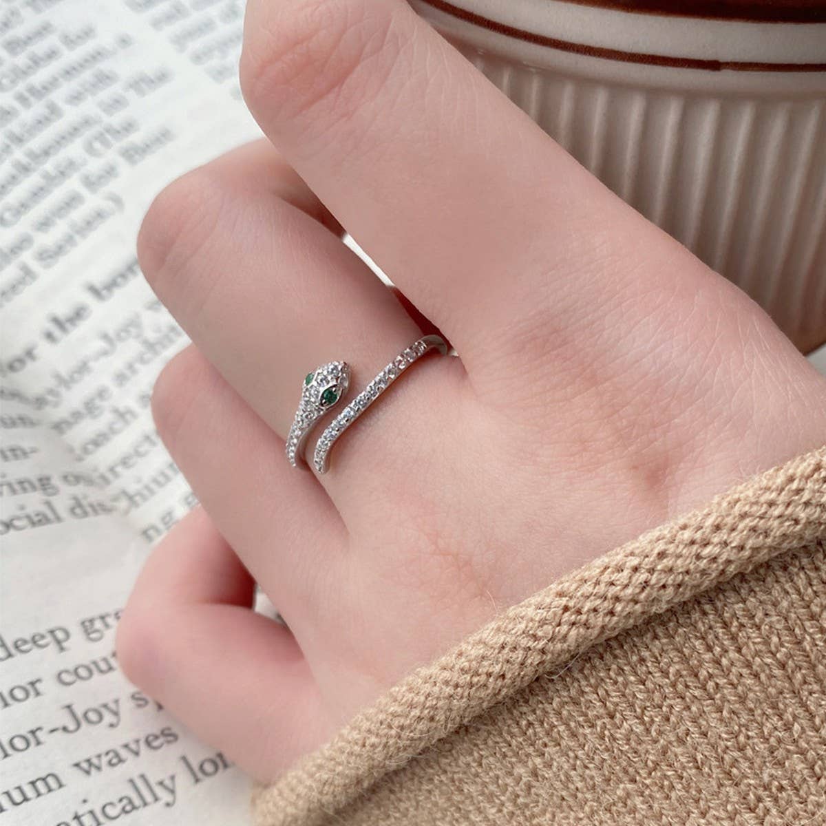 CWAJE4973_NICHE PERSONALITY DIAMOND COLD STYLE OPEN RING