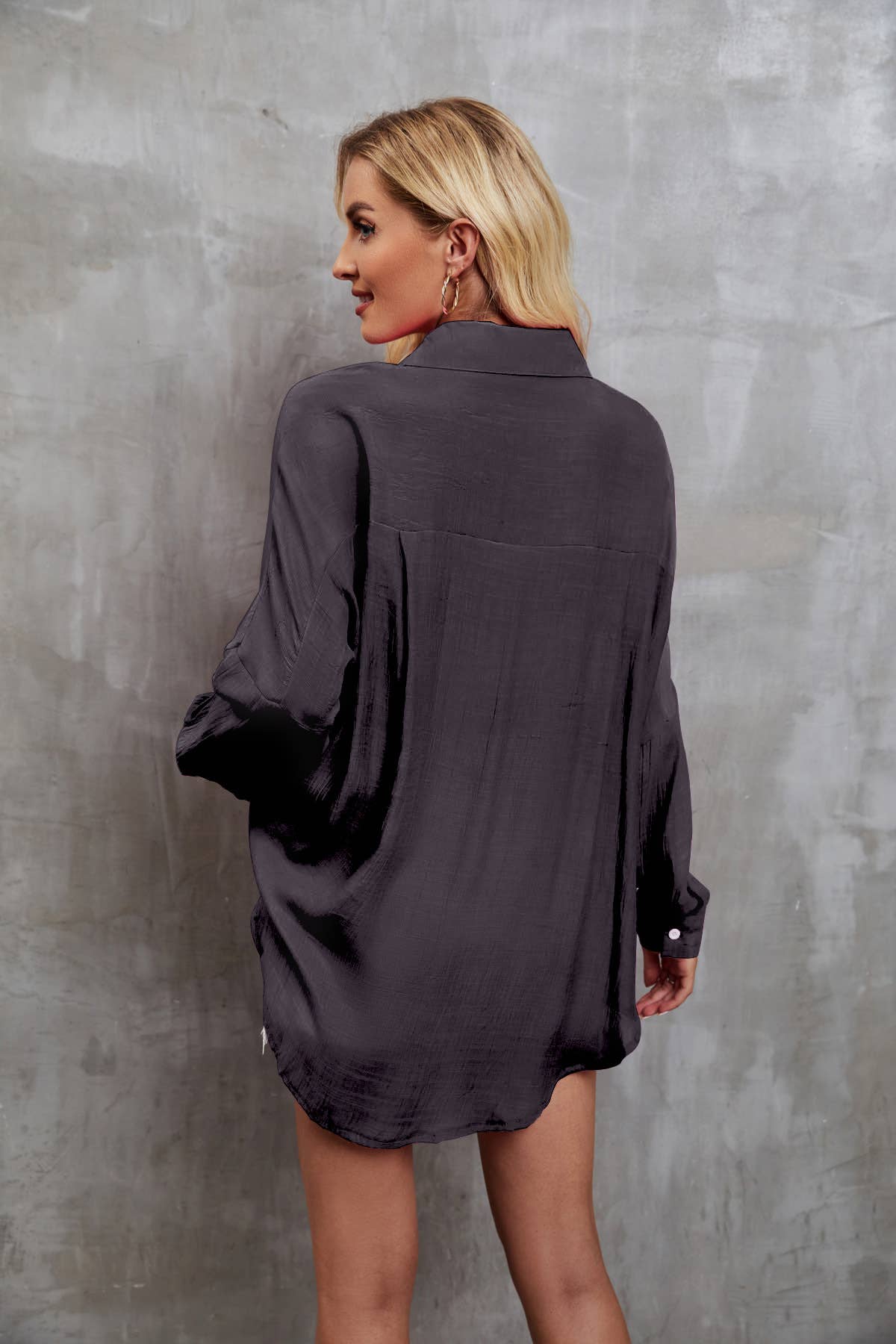 SOLID COLOR SINGLE-BREASTED LONG-SLEEVED SHIRT