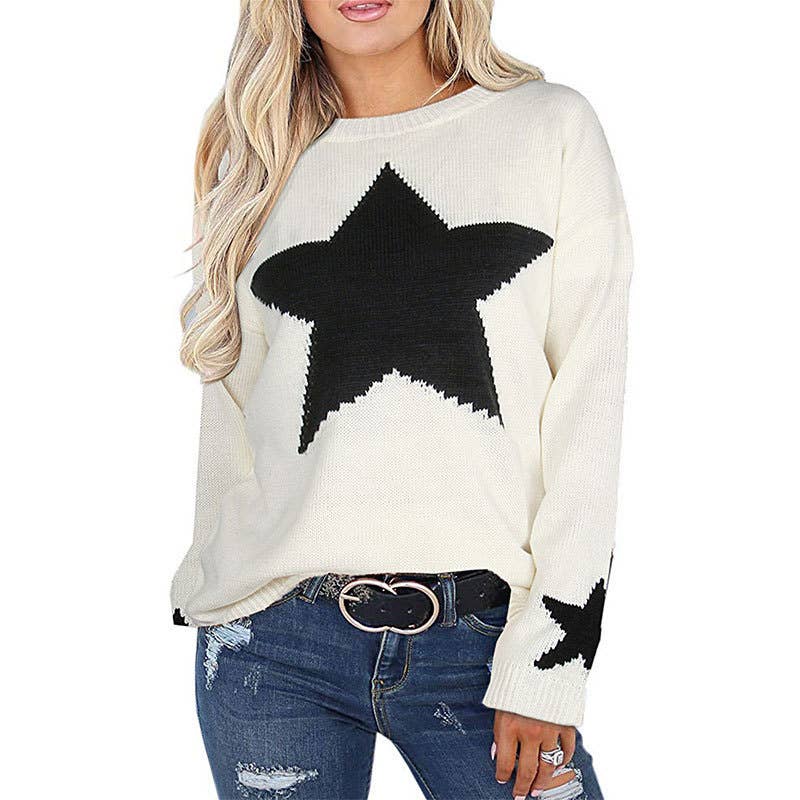 SLOUCHY STAR PULLOVER KNIT PULLOVER SWEATER
