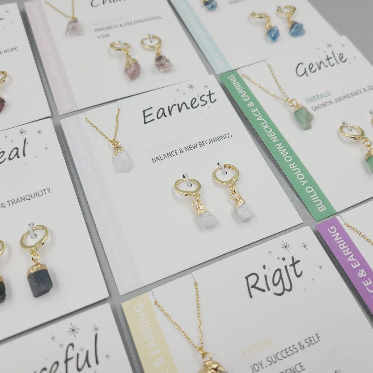 NATURAL STONE NECKLACE AND EARRING SET