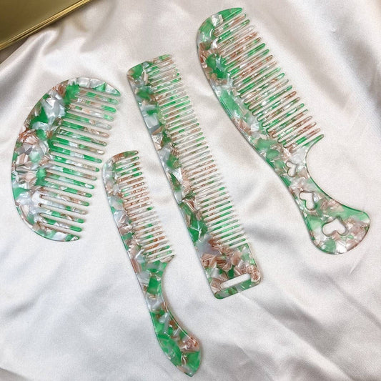 Comfortable Green Acetate Comb for Silky Hair