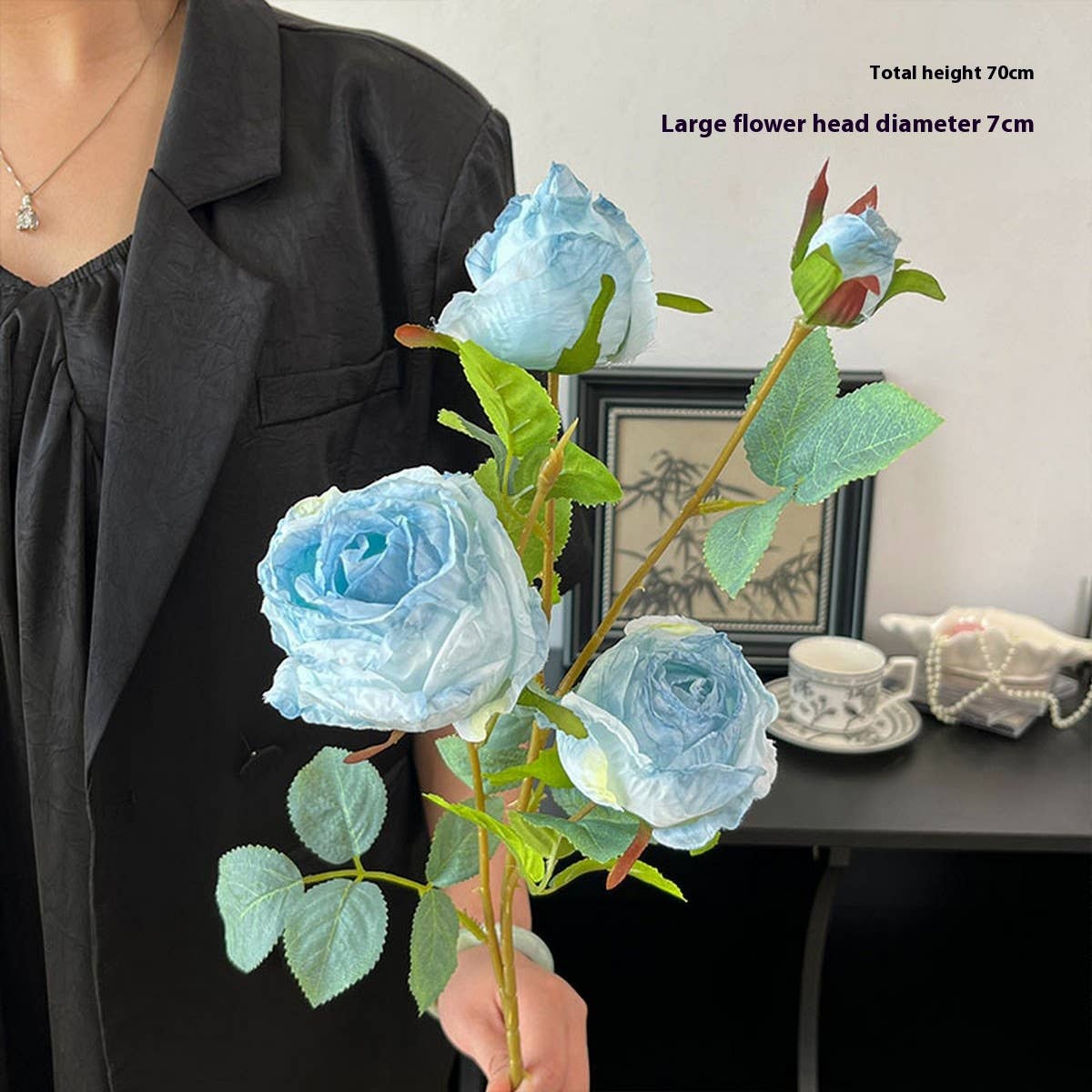 Single Stem 4-Head Country Style Burnt Edge Roses_CWMM6473