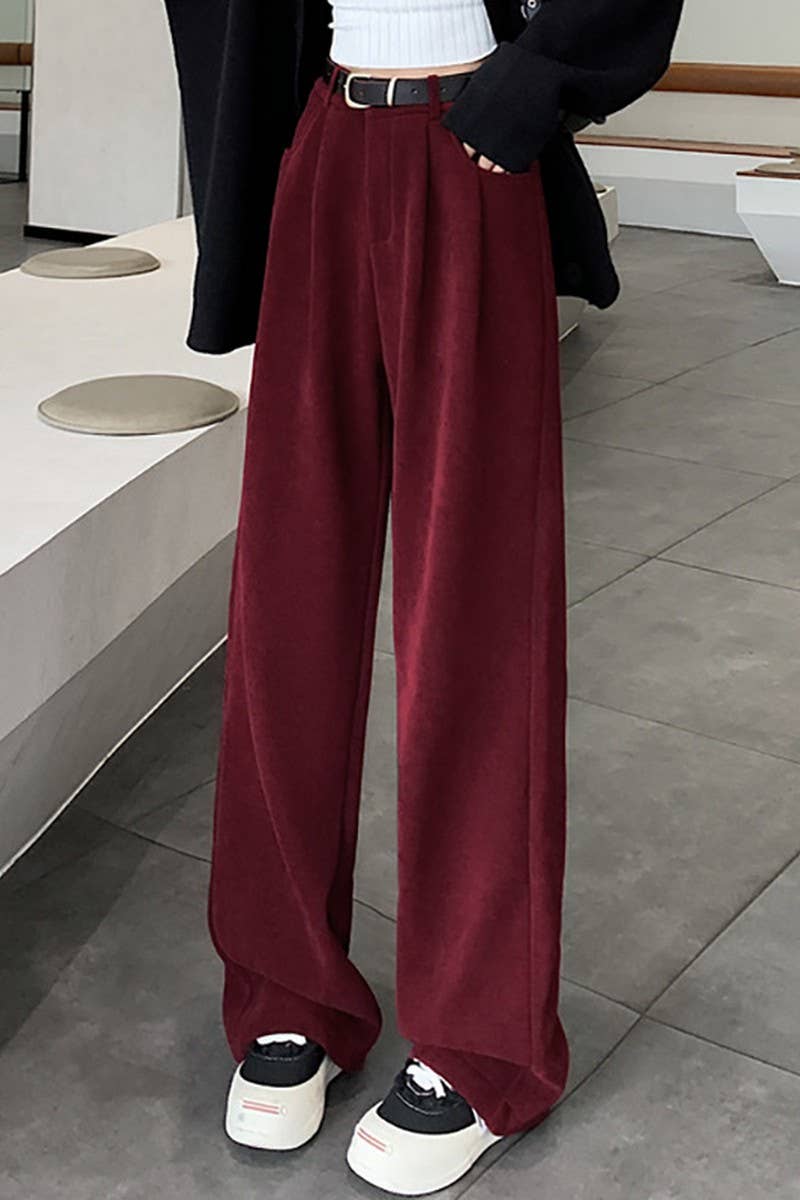 Straight leg high-waisted casual wide-leg pants