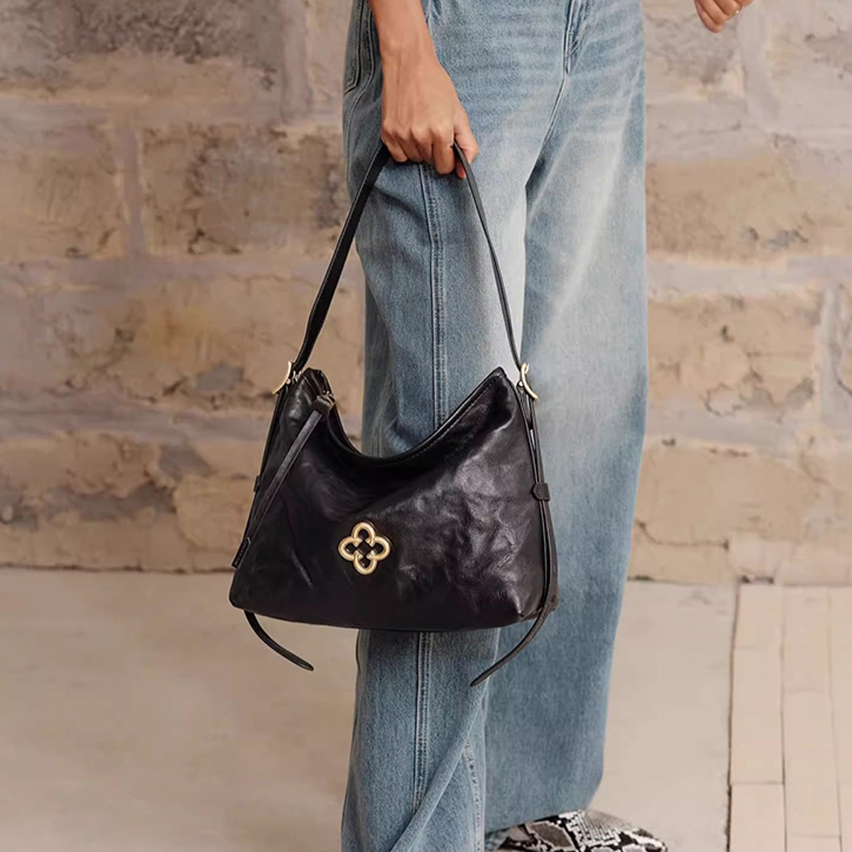 Vintage Ruched Tote ? Small Shoulder Leather Bag_CWAB5324