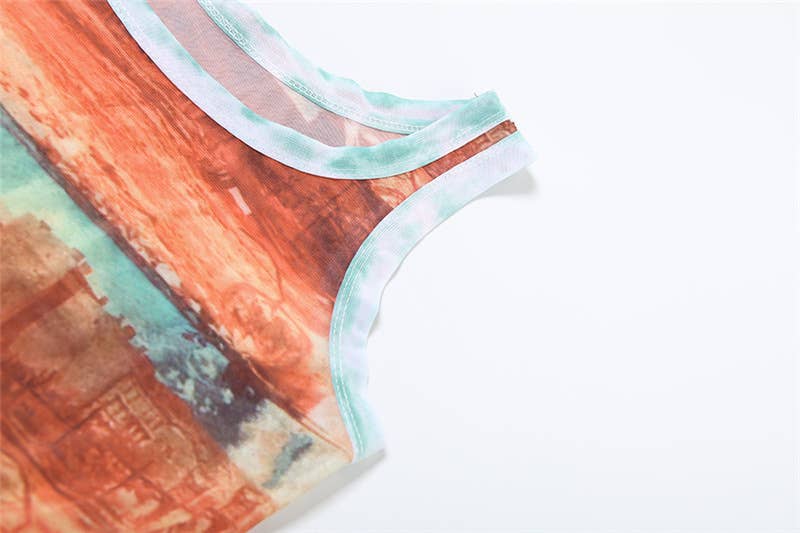 Fashion Sexy Slim Fit Crop Top with Print