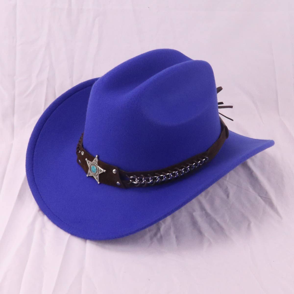 Woven Western Cowboy Hat with Turquoise Star Band_CWAH3661